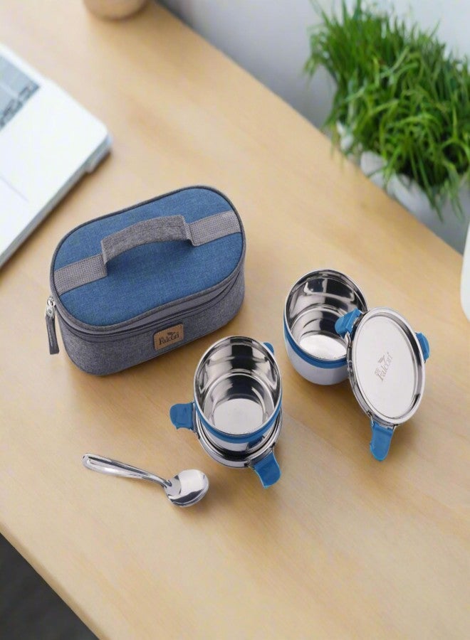 PDDFALCON Stainless Steel EcoNxt Lunch Box (Set of 2 Olive Turkish Blue - 800ml), with BIS Certified, Jindal Seal & Made in India Lunch Box - Image 5